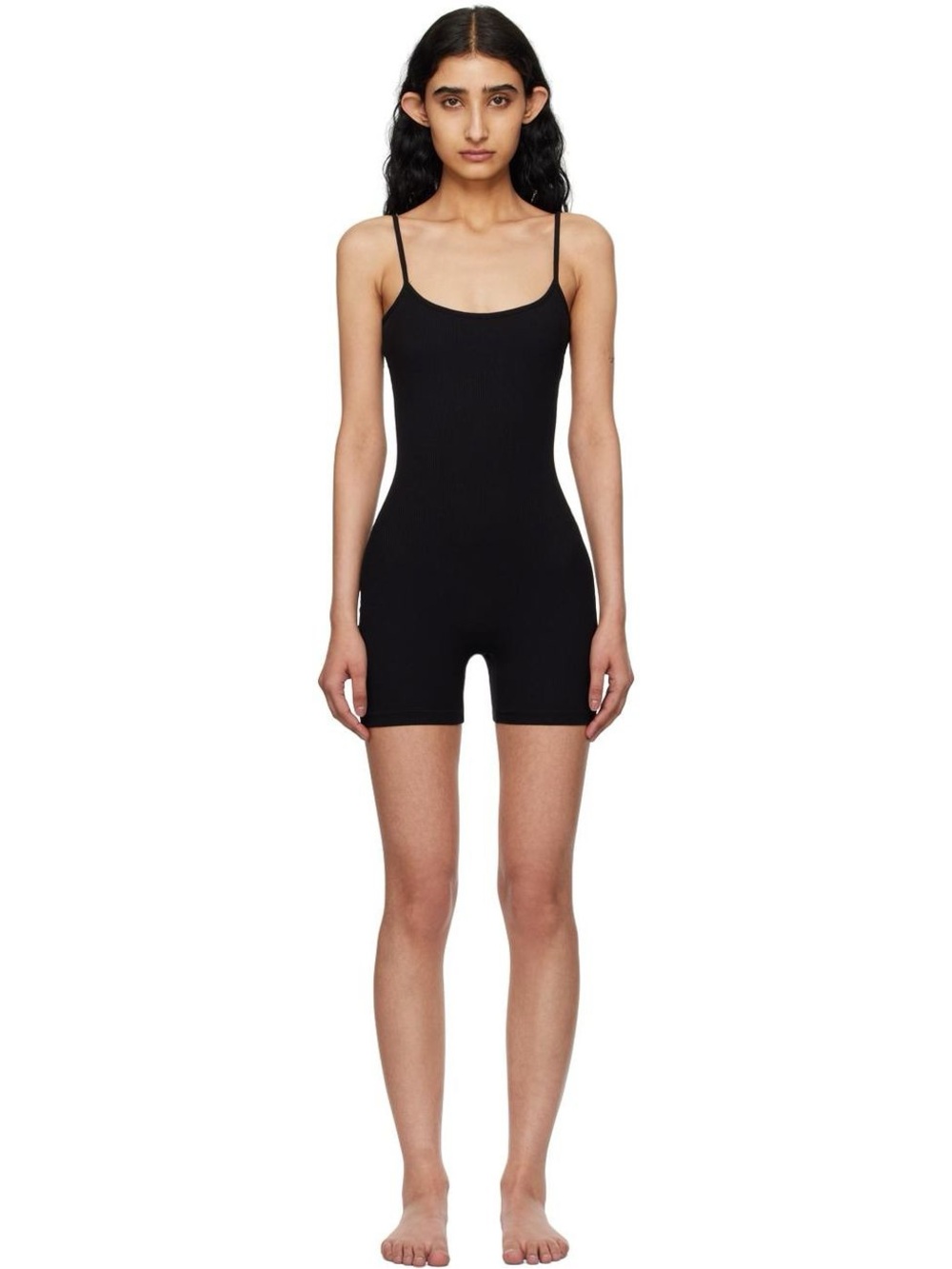 SKIMS Black Women's Stretch Bodysuit Romper